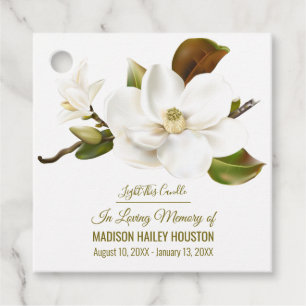 Magnolia Flower Funeral Memorial Favour Tags