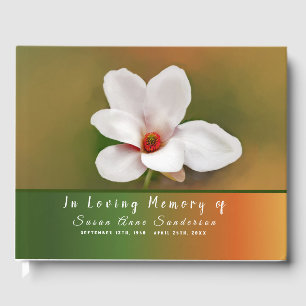 Magnolia Flower Funeral Memorial Guest Book