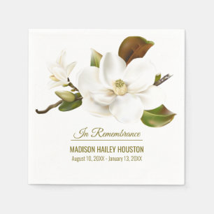 Magnolia Flower Funeral Memorial Napkin