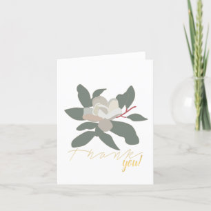 Magnolia Flower Leaves Thank You Card