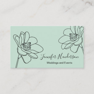 Magnolia Flower Mint Green Business Card