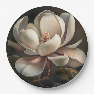Magnolia Flower Paper Plate