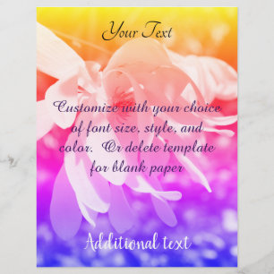 Magnolia Flower Rainbow Colours    Custom Letterhead