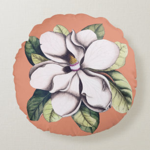 Magnolia Flower Round Cushion