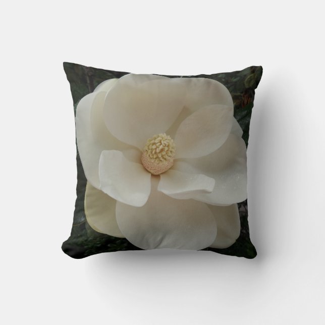 Magnolia Flower Throw Pillow (Front)