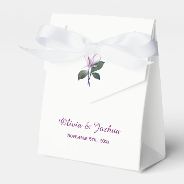 Magnolia Flower Wedding Favour Boxes (Front Side)
