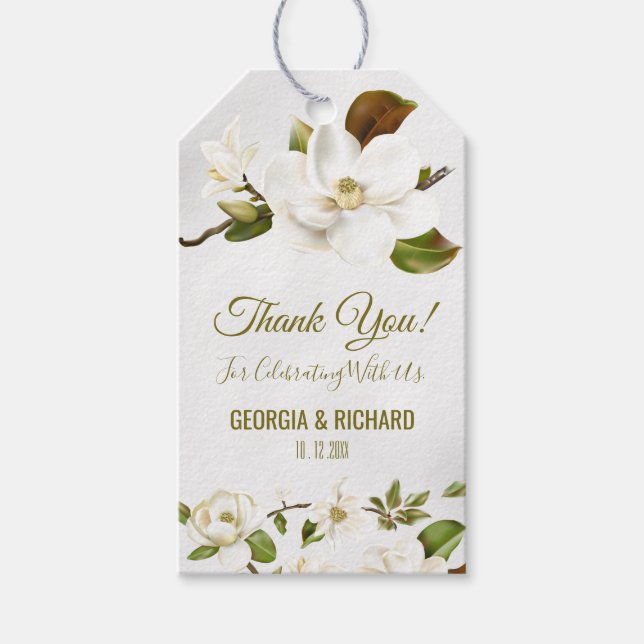 Magnolia Flower Wedding Gift Tags (Front)