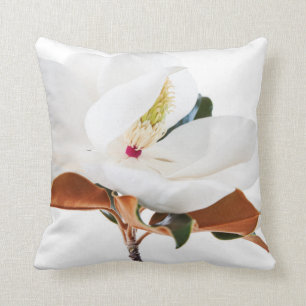 Magnolia Flower White Magnolias Floral Blossom Cushion