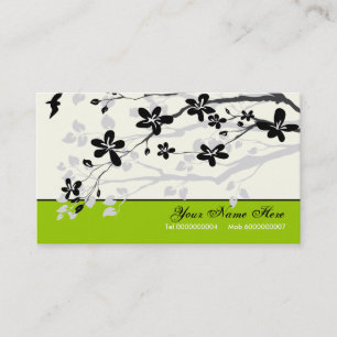 Magnolia flowers black grey floral business card