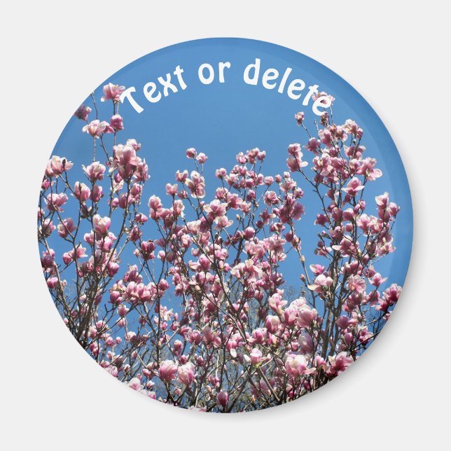 Magnolia Flowers Blue Sky Personalised Magnet (Front)