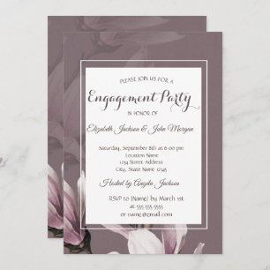 Magnolia Flowers Engagement Invitation