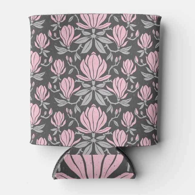 Magnolia flowers, hand-drawn seamless pattern. can cooler (Front)