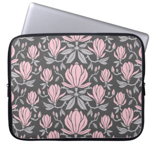 Magnolia flowers, hand-drawn seamless pattern. laptop sleeve