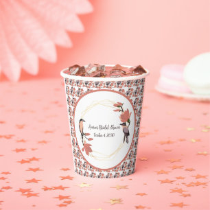 Magnolia Flowers in Coral Bridal Shower  Paper Cups