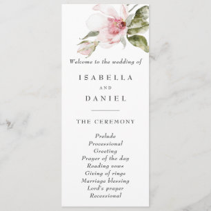 Magnolia Flowers Modern Simple Wedding Programs Programme
