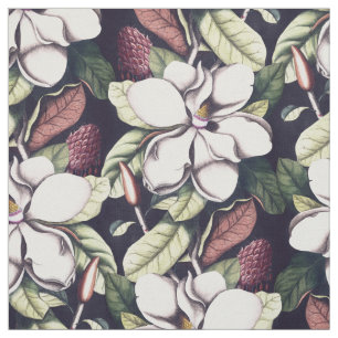 Magnolia Flowers Pattern Fabric