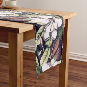 Magnolia Flowers Pattern Short Table Runner