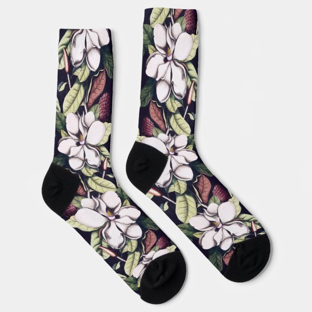 Magnolia Flowers Pattern Socks (Right)