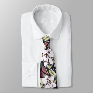 Magnolia Flowers Pattern Tie