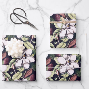 Magnolia Flowers Pattern Wrapping Paper Sheet