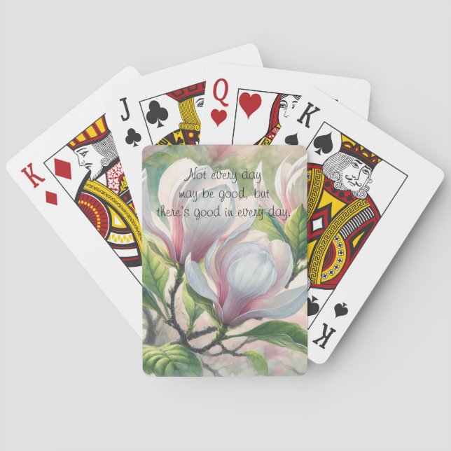 Magnolia Flowers & Quote	 Playing Cards (Back)