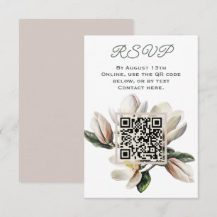 Magnolia Flowers RSVP QR code Enclosure Card