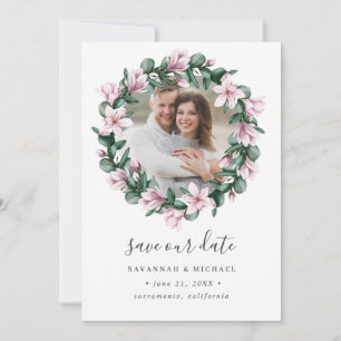 Magnolia Frame Wreath Photo wedding save the date