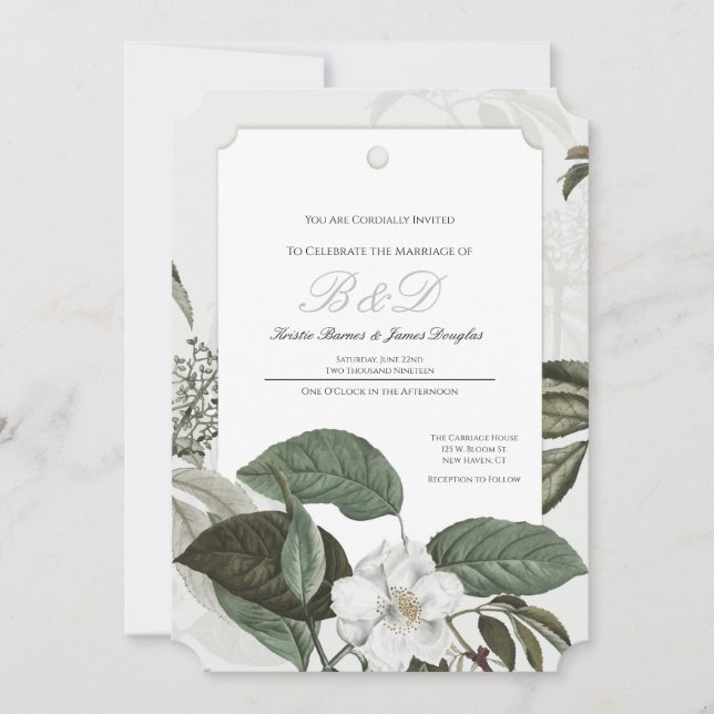 Magnolia Garden Arched Edge Wedding Invitation (Front)