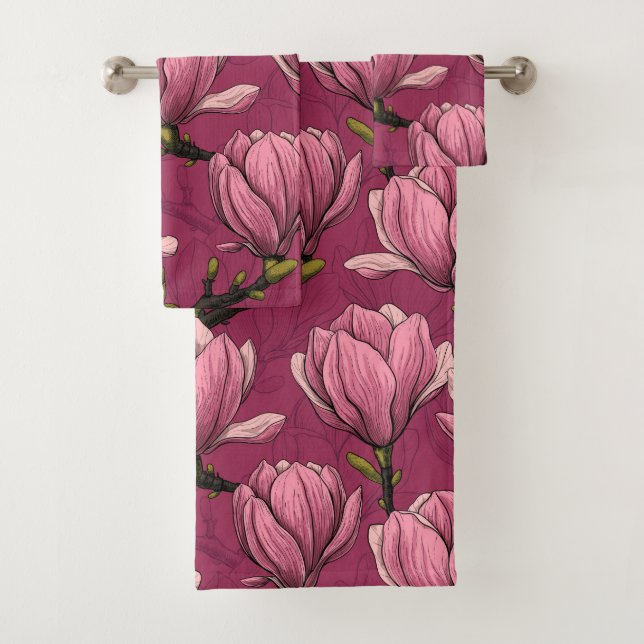 Magnolia garden bath towel set (Insitu)