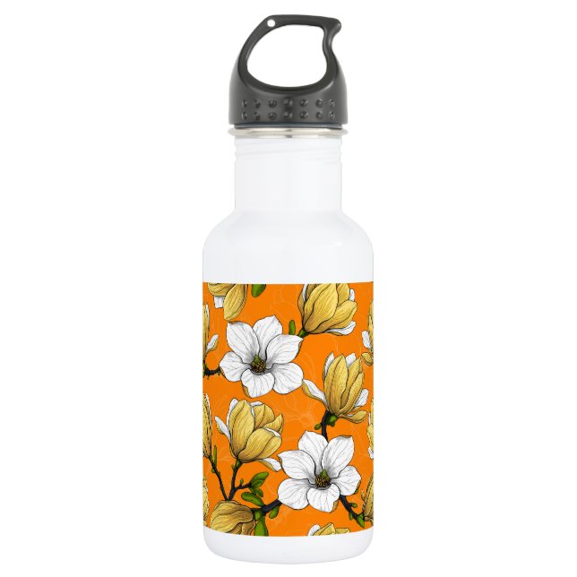 Magnolia garden in yellow 532 ml water bottle (Front)