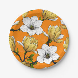 Magnolia garden in yellow paper plate