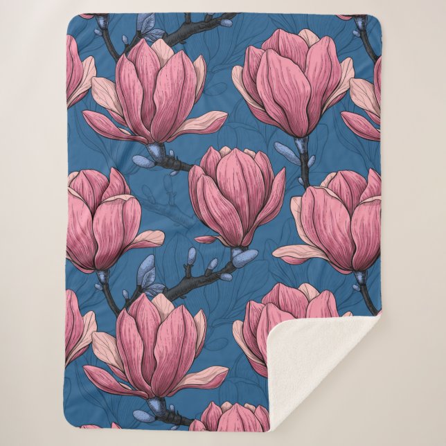 Magnolia garden sherpa blanket (Front)