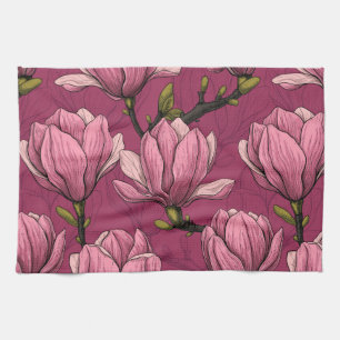 Magnolia garden tea towel