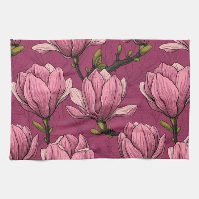 Magnolia garden tea towel (Horizontal)