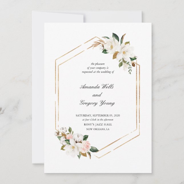 Magnolia Geometric Romance Wedding Invitation (Front)