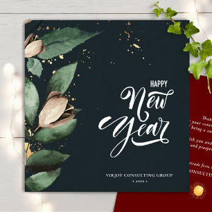 Magnolia Gold   Corporate Business Happy New Year Holiday Card