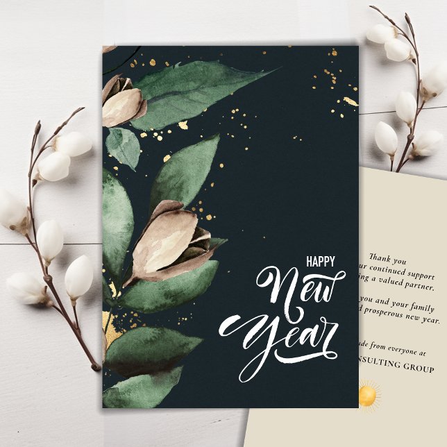 Magnolia Gold | Corporate Business Happy New Year Holiday Card (Creator Uploaded)