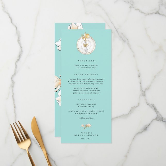 Magnolia Gold Table Setting Wedding Menu (Front/Back In Situ)