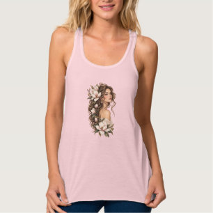 Magnolia Grace Botanical Muse Elegant Floral Tank