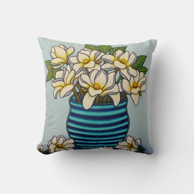 Magnolia Grandiflora Throw Pillow by Lisa Lorenz (Front)