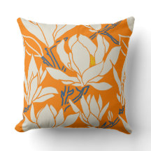 Magnolia graphic in orange pattern
