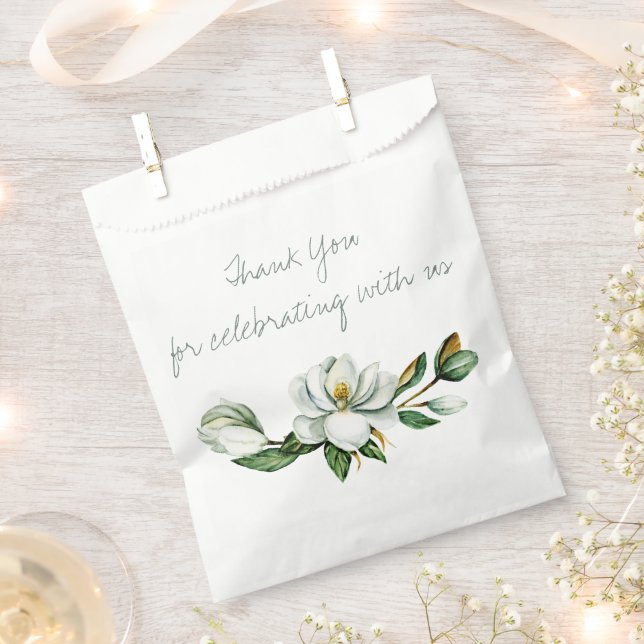 Magnolia Greenery Bridal Shower Favour Bags (Clipped)