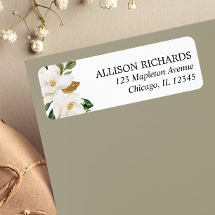 Magnolia greenery white cream floral watercolors