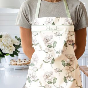Magnolia Little Gem Flower Watercolor Floral Apron