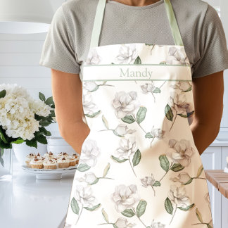 Magnolia Little Gem Flower Watercolor Floral Apron