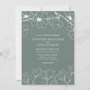 Magnolia   Modern Elegant Simple Floral Wedding Invitation