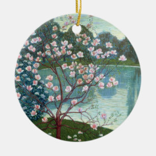 Magnolia (oil on canvas) ceramic tree decoration