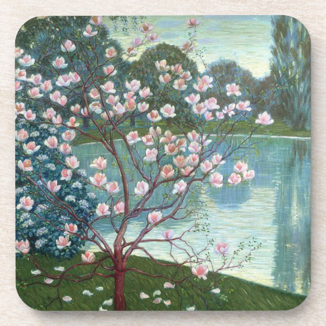 Magnolia (oil on canvas) coaster (Front)