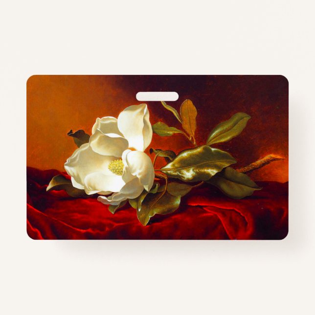 Magnolia on Red Velvet Martin Johnson Heade ID Badge (Front)