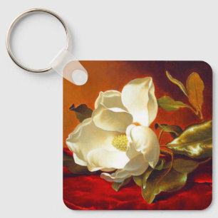 Magnolia on Red Velvet Martin Johnson Heade Key Ring